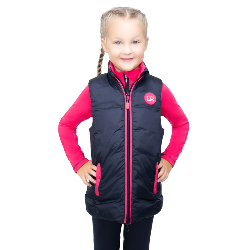 Little Rider Analise Reversible Padded Gilet- Navy/Pink-1
